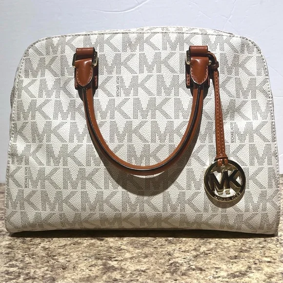 New, Light Brown, Purse By Michael Kors. FREE, Second, MK Gold Logo Ring. - Picture 1 of 13